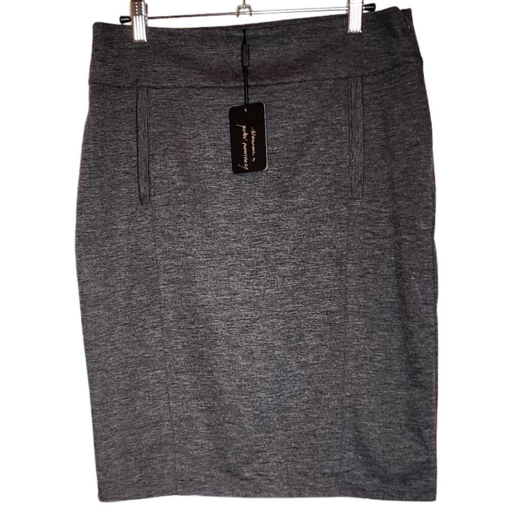 NWT Peter Morrissey Grey Stretch Pencil Skirt Size 12